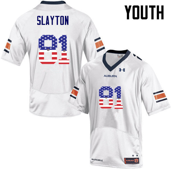 Youth Auburn Tigers #81 Darius Slayton USA Flag Fashion White College Stitched Football Jersey